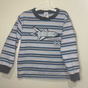 2004 Gymboree Mission 23 Rocket/Plane Long Sleeve Striped Shirt Size 4